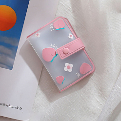 Peach Cartoon Style PVC Card Case, Card Holder, with Magnetic Snap Button, Rectangle , Peach Pattern, 105x70mm