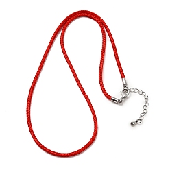 Красный 2.5мм нейлоновый плетеный шнур для изготовления ожерелий, с латунными выводами и 304 застежками из лобстера из нержавеющей стали, долговечный, стойки покрытие, платина, красные, 17.72 дюйм (45 см)