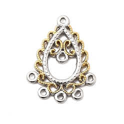 Золотой & Цвет Нержавеющей Стали 304 нержавеющей стали ссылки люстра компонент, ионное покрытие (ip), слеза, золотые и нержавеющая сталь цвет, 30.5x23.5x2.5 мм, отверстие : 1.6 мм