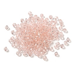 Pink Transparent Glass Beads, Faceted, Bicone, Pink, 3.5x3.5x3mm, Hole: 0.8mm, 720pcs/bag. 