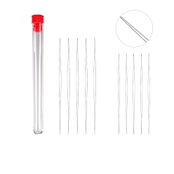 Red Stainless Steel Collapsible Big Eye Beading Needles, Seed Bead Needle, with Storage Tube, Red, 76~153x13mm, 11pcs/set