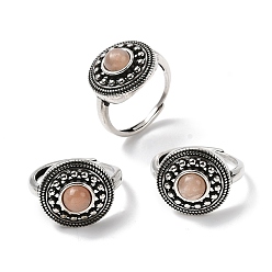 Солнечный Камень Натуральный камень, круглые, с латунной фурнитурой , античное серебро, 16.5 мм, внутренний диаметр: 18 мм