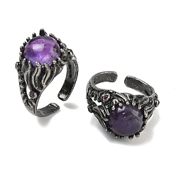 Аметист Натуральные кольца из аметистовой манжеты, круглые, медные кольца, 13 мм