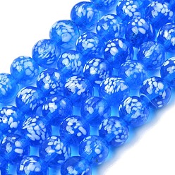 Озёрно--синий Бусы лэмпворк ручной работы, круглые, Плут синий, 10 мм, отверстие : 2.8 мм, около 40 шт / нитка, 13.19'' (33.5 см)
