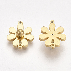 Golden Ion Plating(IP) 304 Stainless Steel Links connectors, Flower, Golden, 11.5x9.5x4mm, Hole: 0.8mm