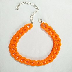 Orange (NK6003-30cm-17) Bold and Edgy Acrylic Cuban Link Choker for Men and Women