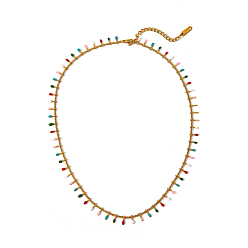 Золотой Модные 304 эмалевые подвески из нержавеющей стали для женщин, золотые, 15.75 дюйм (400 мм)