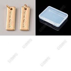 Doré  18 pendentifs en laiton, rectangle avec mot breloques faites à la main, or, 17.5x6x1.5mm, anneau de saut: 4.5x0.8 mm, diamètre intérieur: 2.5 mm