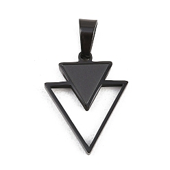 Черный 304 подвески из нержавеющей стали, подвески в виде перевернутых двойных треугольников, ионное покрытие (ip), долговечный, чёрные, 22.5x18x2.5 мм, отверстие : 6.5x4.5 мм