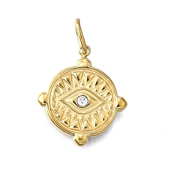 Кристалл 304 кулон из нержавеющей стали, ионное покрытие (ip), со стразами, злые глаза, реальный 14 k позолоченный, кристалл, 19.5x17x3 мм, отверстие : 4x2.5 мм