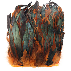 Dark Orange Rooster Feather Fringe Trimming, Costume Accessories, Dyed, Dark Orange, 5~7inch(127~178mm), about 10.94 Yards(10m)/Bag
