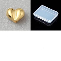 Plaqué 18K Or Véritable 30perles en alliage pcs, cœur, réel 18 k plaqué or, 6x8x5mm, Trou: 1.2mm
