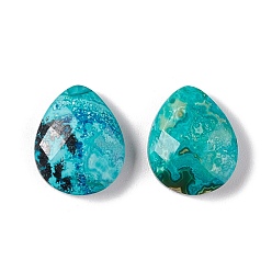 Chrysocolla Natural Chrysocolla Cabochons, Faceted, Teardrop, 12x10x4mm
