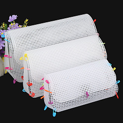 White DIY Rectangle-shaped Plastic Mesh Canvas Sheet, for Knitting Bag Crochet Projects Accessories, White, 335x355x1mm