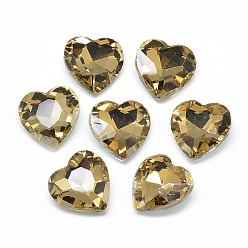 Темный Хаки Сплав стекла подвески, граненые, слеза, платина, Темный хаки, 18x10x5 мм, отверстие : 2 мм