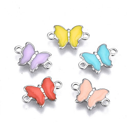 Mixed Color 304 Stainless Steel Enamel Links Connectors, Nickel Free, Butterfly, Stainless Steel Color, Mixed Color, 6.5x10x1mm, Hole: 1mm