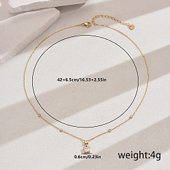 Прозрачный Квадратные подвески из нержавеющей стали с кубическим цирконием, золотые, прозрачные, 16.54 дюйм (42 см)