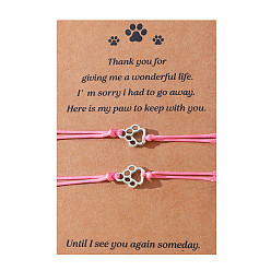 B00462 Pink Thread Colorful Cat Paw Print Friendship Bracelet Handmade Woven Blessing Cord