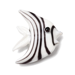 White Handmade Lampwork Fridge Magnet, Tropical Fish, White, 34.5x28.5x10.5mm