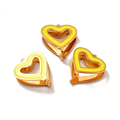 Gold 304 Stainless Steel Snap on Bails, with Enamel, Heart, Golden, Gold, 11x9.5x3.5mm, Pin: 0.9mm