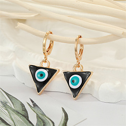 5 black triangle eyes Boho Triangle Heart Eye Earrings with Devil's Eye Charm - Colorful Ethnic Retro Jewelry