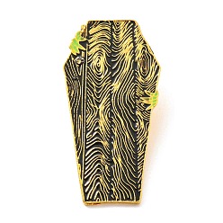 Others Gothic Halloween Enamel Pin, Golden Alloy Brooch for Backpack Clothes, Wood Grain Pattern, 40x20x1.5mm