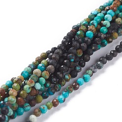 HuBei Turquoise Natural HuBei Turquoise Beads Strands, Gradient Color, Round, Faceted, 3mm, Hole: 0.7mm, about 147pcs/strand, 15.35inch(39cm)