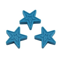 Steel Blue Star Food Grade Silicone Beads, Silicone Teething Beads, Steel Blue, 30x9mm