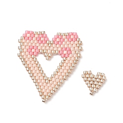 PeachPuff 2Pcs 2 Style Handmade MIYUKI Japanese Seed Beads, Loom Pattern, Heart, PeachPuff, 11~31x10.5~27.5x2mm, 1Pc/style