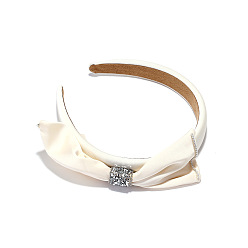 white Elegant Rhinestone Butterfly Bow Headband for Girls with High Forehead and Wide Brim, Perfect for Outings