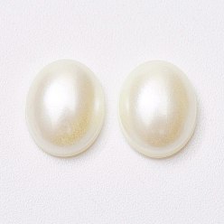 Creamy White Acrylic Imitation Pearl Cabochons, Oval, Creamy White, 18x13x5mm