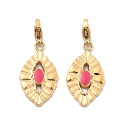 Темно-Розовый Глаз 304 подвесные украшения из эмали из нержавеющей стали, украшения с застежкой в виде клешни лобстера, ионное покрытие (ip), реальный 14 k позолоченный, темно-розовыми, 34 мм