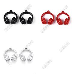 Mixed Color 12Pcs 3 Colors Opaque Acrylic Pendants, Earphones Charms, Mixed Color, 42x38x20mm, Hole: 3mm, 4pcs/color