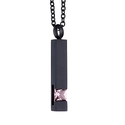 Light Rose Stainless Steel Urn Ashes Necklace, with Glass Rhinestone Pendant Necklace for Women, Light Rose, Pendant: 0.98x0.79x0.24 inch(2.5x2x0.6cm)