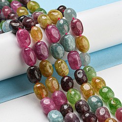 Colorful Natural Quartz Beads Strands, Dyed, Faceted, Oval, Colorful, 8~12x7~10x7~9mm, Hole: 1.2mm, about 35pcs/strand, 14.96''(38cm)