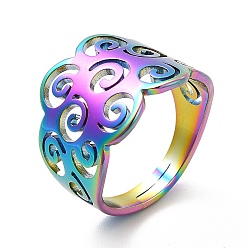Rainbow Color Ионное покрытие (ip) 201 регулируемое кольцо из нержавеющей стали для женщин, Радуга цветов, размер США 6 (16.5 мм)