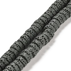 Серый Нити бусин из натурального камня, окрашенные в лавовый камень, Плоский круглый / диск, Heishi бусы, серые, 6~6.5x3 мм, отверстие : 1.2 мм, около 62 шт / нитка, 7.87 дюйм (20 см)
