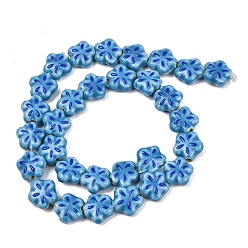 Стально-синий Фарфоровые эмалевые бусины ручной работы, цветок, пастельный фарфор, стальной синий, 12~12.5x11~12.5x5.5~6 мм, отверстие : 1.6~2 мм