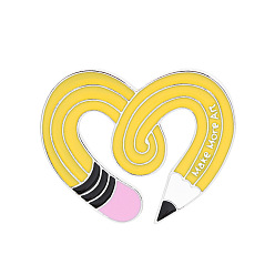 WY0349 Quirky Heart-Shaped Enamel Pin with Twisted Pencil Design - Artistic Badge
