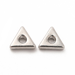 Platinum Alloy Beads, Long-Lasting Plated, Cadmium Free & Lead Free, Triangle, Platinum, 6x8x2.5mm, Hole: 1.8mm