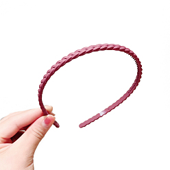 Medium Violet Red Resin Braided Thin Hair Bands, Plastic with Teeth Hair Accessories for Women, Medium Violet Red, 120mm