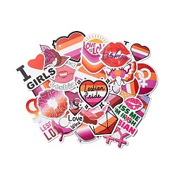 Mixed Color Cartoon Lesbian Pride Theme Paper Stickers Set, Waterproof Adhesive Label Stickers, for Water Bottles, Laptop, Luggage, Cup, Computer, Mobile Phone, Skateboard, Guitar Stickers Decor, Mixed Color, 3.2~7.5x3.8~7.4x0.02cm, 50pcs/bag