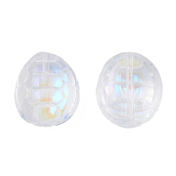 Clear AB Transparent Electroplate Glass Beads, AB Color Plated, Turtle Shell Shape, Clear AB, 12x11x7mm, Hole: 1mm