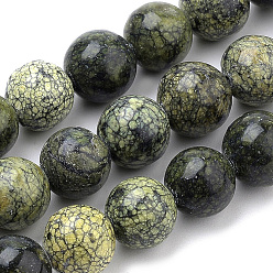 Serpentine Natural Serpentine/Green Lace Stone Beads Strands, Round, 8mm, Hole: 1mm, about 46~49pcs/strand, 14.5~15.3 inch
