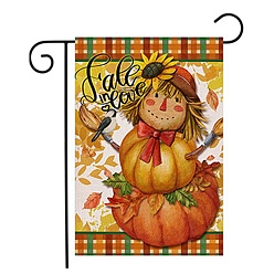 Pumpkin Garden Flag for Thanksgiving Day, Double Sided Linen House Flags, for Home Garden Yard Office Decorations, Pumpkin, 450x300mm