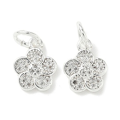 Серебро Латунные микро проложить кубического циркония подвески, , стойки покрытие, долговечный, с целью перехода в кольце, серебряные, 11.5x9x2.5 мм, отверстие : 4.3 мм