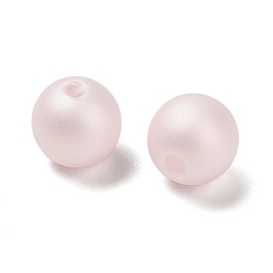 Pink Матовые пластиковые бусины с имитацией жемчуга, круглые, розовые, 4 мм, отверстие : 1 мм