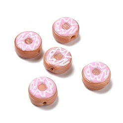Marron Sablonneux Brins de perles en émail au chalumeau faits à la main, donut, Sandy Brown, 15.5x7~8.5mm, Trou: 1.5mm, Environ 25 pcs/chapelet