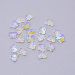Clear AB Transparent Electroplate Glass Beads, Faceted, Butterfly, AB Color Plated, Clear AB, 12x15x8mm, Hole: 1.5mm