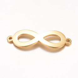 Золотой 201 соединительные звенья нержавеющие, бесконечность, золотые, 28.5x9.5x1 мм, отверстие : 1.5 мм